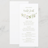 Elegante Wildflower rustieke Boho bruiloft gastnaa Menu (Voorkant / Achterkant)