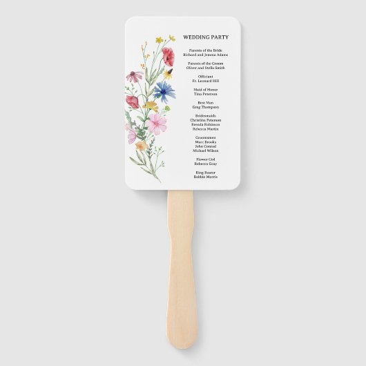 Elegante Wildflower Trouwprogramma Hand Fan Handwaaier (Achterkant)