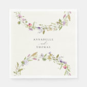 Elegante Wildflower Tuin Krans Bruiloft Servet (Voorkant)