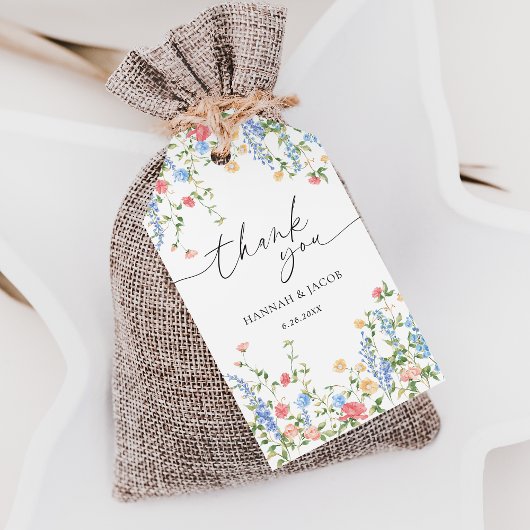 Elegante Wildflower Wedding Dank u gunst Cadeaulabel