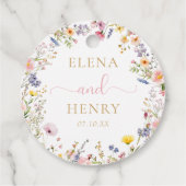 Elegante Wildflower Wedding Favoriete Labels (Achterkant)