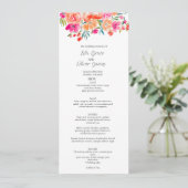 Elegante Wildflower Wedding Menu Uitnodiging (Staand voorkant)