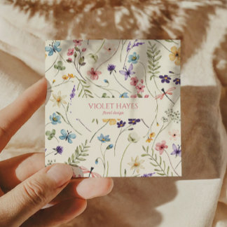 Elegante Wildflower Wilde Bloem Bloemen Custom Vierkante Visitekaartje