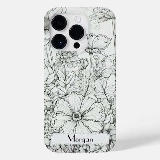 Elegante Wildflower wit en zwart Case-Mate iPhone Case (Achterkant)