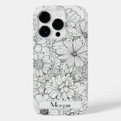 Elegante Wildflower wit en zwart Case-Mate iPhone Case (Achterkant)