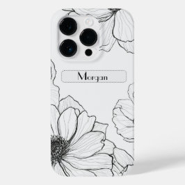 Elegante Wildflower wit en zwart Case-Mate iPhone 14 Pro Hoesje