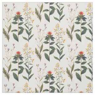 Elegante Wildflowers and Thistles Natuur Lover Stof