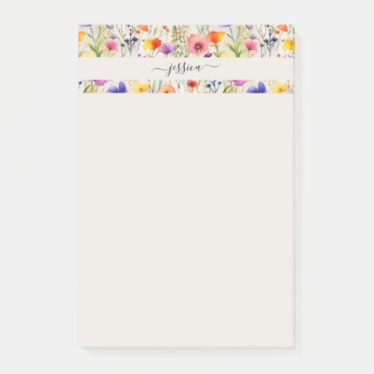 Elegante wildflowers scriptnaam post-it® notes (Voorkant)