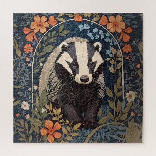 Elegante William Morris geïnspireerde Badger Legpuzzel (Verticaal)