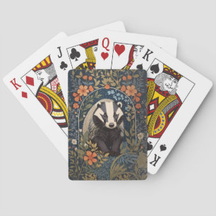 Elegante William Morris geïnspireerde Badger Pokerkaarten