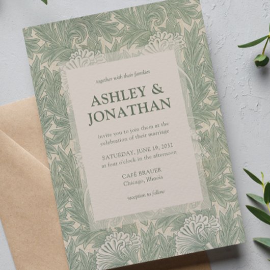 Elegante William Morris Tulp Patroon Wedding Kaart