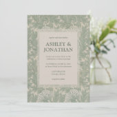 Elegante William Morris Tulp Patroon Wedding Kaart (Staand voorkant)