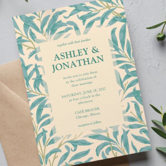 Elegante William Morris Willow Patroon Wedding Kaart