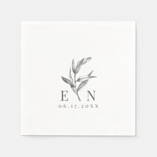 Elegante Willow Leaf Botanical | bruiloftsservet Servet (Voorkant)