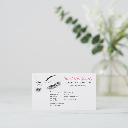 Elegante Wimpers Make-up Lash Bar Zwart en Wit Visitekaartje (Staand voorkant)