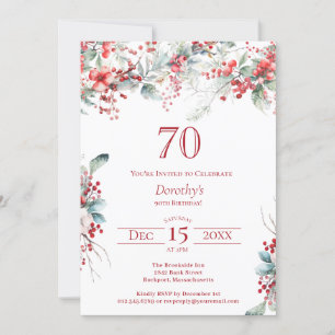 Elegante Winter Berry Botanical 70e verjaardag Kaart