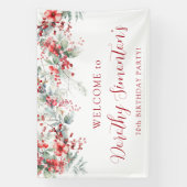 Elegante Winter Berry Botanische 70e Verjaardagsfe Spandoek (Verticaal)