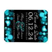 Elegante winter Bewaar de datum Turquoise Lights Magneet (Horizontaal)