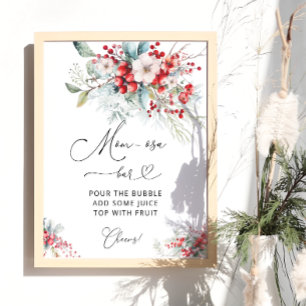 Elegante Winter Bloemen Bes Baby Shower Momosa Bar Poster