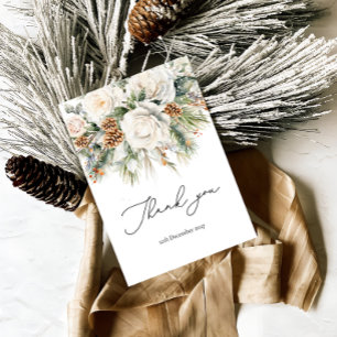 Elegante Winter Bloemen en Pine Dank u kaart