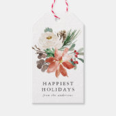 Elegante winter bloemen gepersonaliseerde vakantie cadeaulabel (Voorkant)