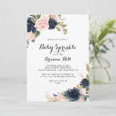 Elegante Winter Bloemen Kalligrafie Baby Sprinkle Kaart (Staand voorkant)
