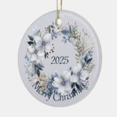 Elegante Winter Bloemen Kerstmis Keramisch Ornament (Links)