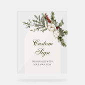 Elegante Winter Bloemenboog Vrijgezellenfeest Cust Acryl Bord (Voorkant)