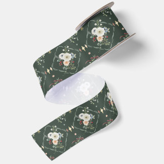 Elegante Winter Bloemendecoratie Donkergroen Lint