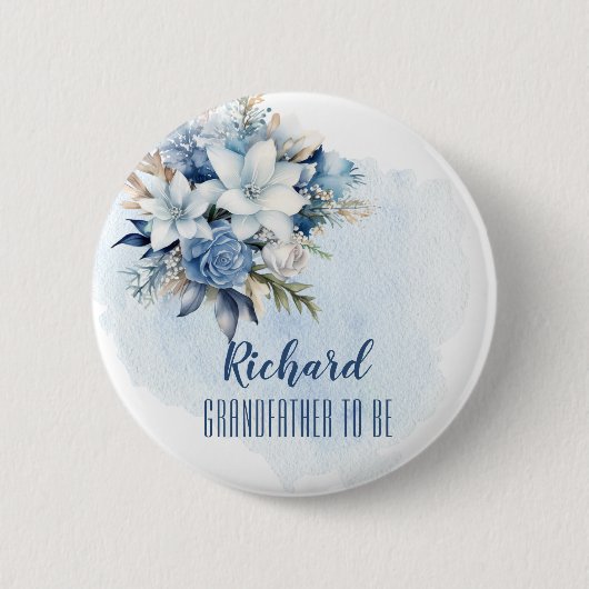 Elegante winter bloemendouche grootvader te zijn ronde button 5,7 cm (Voorkant)