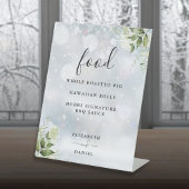 Elegante Winter Bloemige Groene Voedsel Menu Reclamebord Met Voetstuk