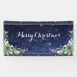 Elegante Winter Bloemrijke Prettig Kerstfeest Spandoek
