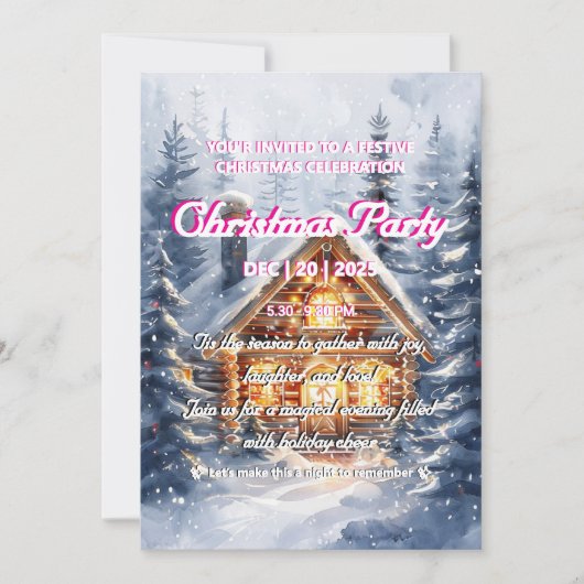 Elegante Winter Cabin Kerstfeest Uitnodiging (Voorkant)