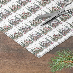 Elegante Winter Cabin Kerstmis Tissuepapier
