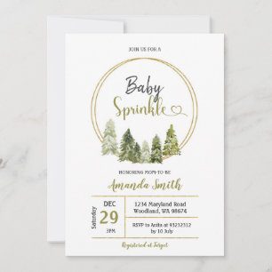 Elegante winter dennenboom bos baby sprinkle kaart