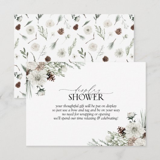 Elegante Winter Evergreen Display Douche Informatiekaartje (Voorkant / Achterkant)
