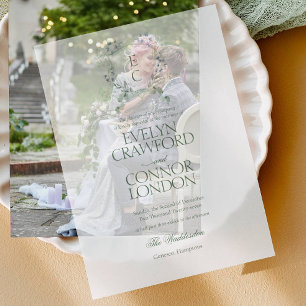 Elegante winter Floral Crest Wedding Vellum Uitnodigingen