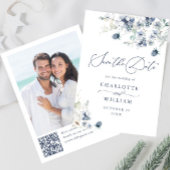 Elegante Winter Foliage Boho Trouwfoto QR-code Save The Date