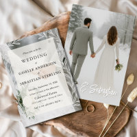 Elegante Winter Foto Bloemen Script Trouwen