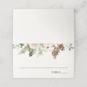 Elegante Winter Groen Kerstmis Naam Plaats Kaarten (Buitenkant ongevouwen)