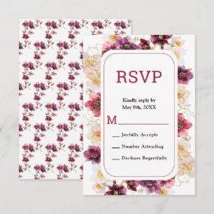 Elegante Winter Hellebore Bloemrijke Burgundy Brui RSVP Kaartje