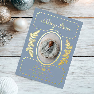 Elegante Winter Kerstmis Blauwe Geboorte van Nieuw Folie Feestdagenkaart