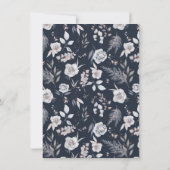 Elegante Winter Marine Blauwe Botanische Boog Huwe Kaart (Achterkant)