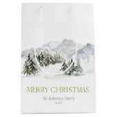 Elegante Winter Mountain Kerstmis Medium Cadeauzakje (Voorkant)