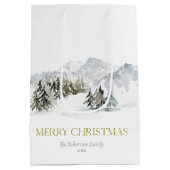 Elegante Winter Mountain Kerstmis Medium Cadeauzakje (Achterkant)