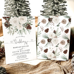 Elegante Winter Pine bruiloft uitnodiging