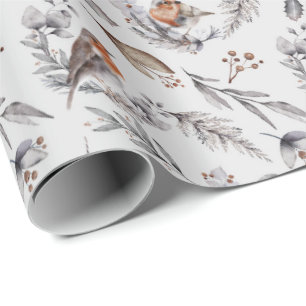 Elegante Winter Robin Vogel Kerstcadeau Cadeaupapier