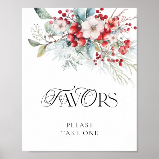 Elegante winter rode bloem gunsten neem er een poster (Voorkant)