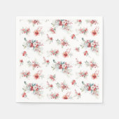 Elegante Winter Rode Bloemige Bruiloftsborrel Servet (Voorkant)