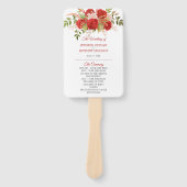 Elegante winter rode rozen en groen wedding | handwaaier (Voorkant)
